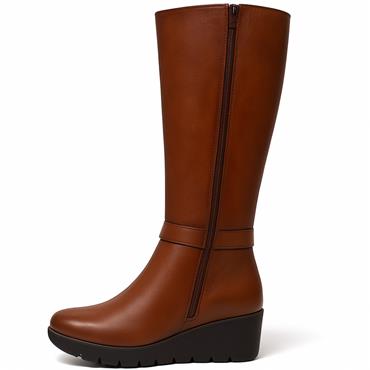 SUSST WOMENS WEDGE HIGH LEG BOOT - BROWN